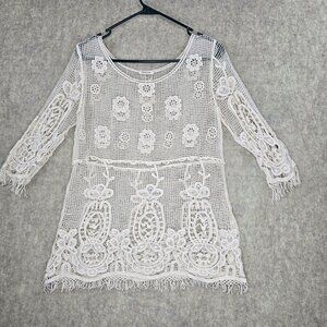 Vintage Style White Crochet Lace Tunic Dress Phase One M